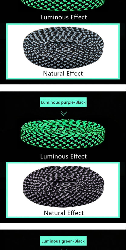 7MM Pro Bright Luminous Lace Flat Shape Neon Shoelace Nice Glow In Dark For Trendy Youth Street