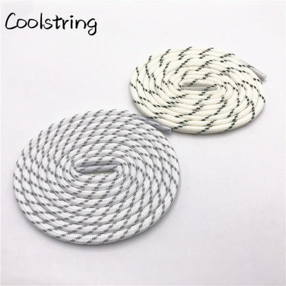 Round Striped Rope Laces Beige White Bootlaces Polyester Shoelace Shoestring For Roller Skates