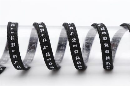 7MM Shoe Accessory Silk Screen Printing Belt Flat Canvas Strings Boots White Black 350 700 ShoeLaces