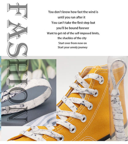 8MM White Black Glacier Frozen Stone Textur Shoelaces Unisex For Zapatillas Mujer Flat Perfect Shoe