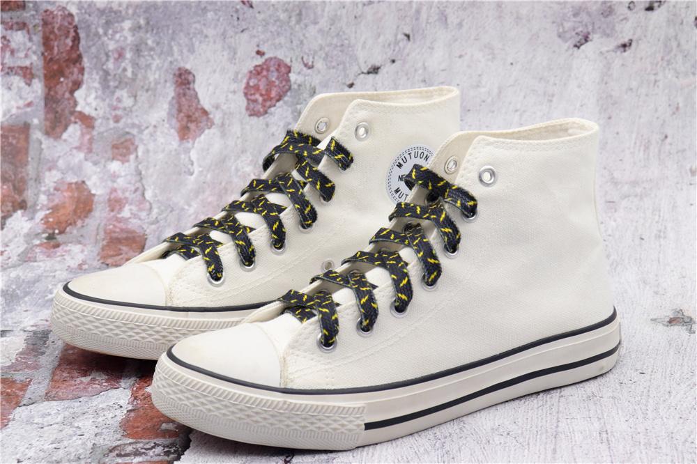 8MM Wide Shoe Accessories Black&Yellow Lighting Heat Transfer Printing Flat Laces Canvas Boots