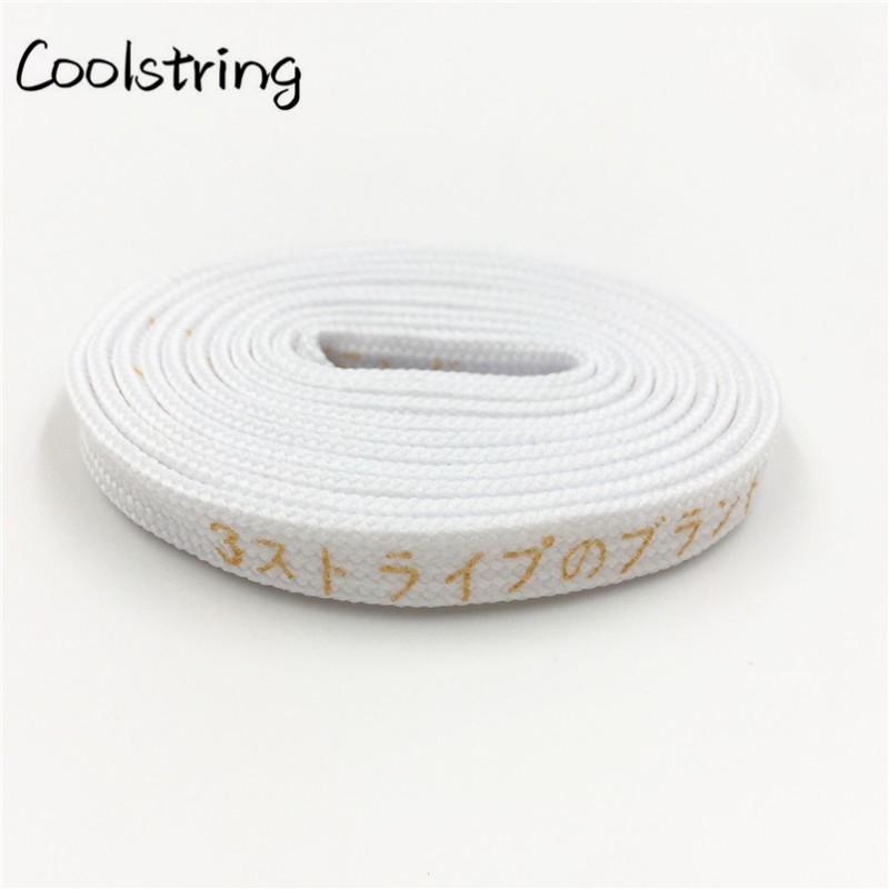 Cool 7mm Printed Hiragana Japanese Katakana Letter Shoe Laces Silk Printing Bootlaces Black Red Gold