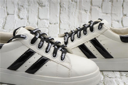 7MM Saint Side White Black Letter Flat Type Waist Laces Men Women Sneaker Ropes Boots Canvas Casual