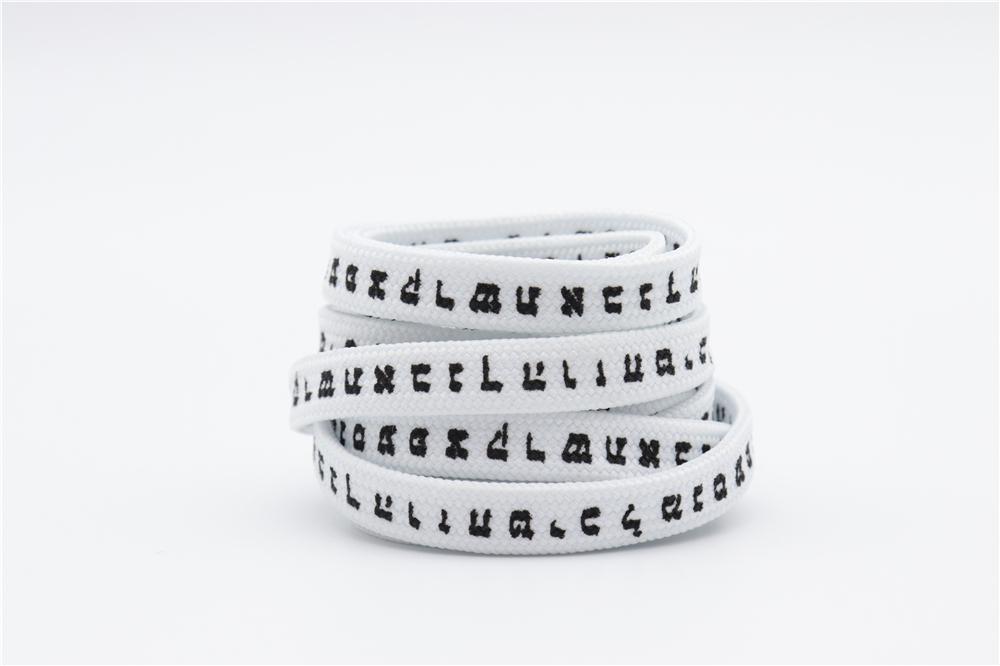 7MM Shoe Accessory Silk Screen Printing Belt Flat Canvas Strings Boots White Black 350 700 ShoeLaces