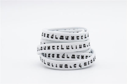 7MM Shoe Accessory Silk Screen Printing Belt Flat Canvas Strings Boots White Black 350 700 ShoeLaces