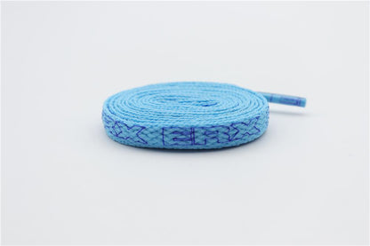 7MM Black-White Blue-Sapphire "ERX" Letter Printing Shoelaces Women Sneaker 2021 Canvas Ropes Flat
