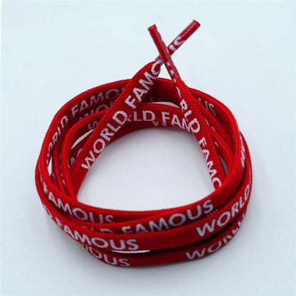 7MM "WORLD FAMOUS" Silk Screen Letter Printing Laces Red White Black For Casual Canvas Running Sport