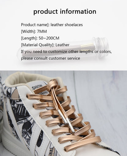 7MM Strong Surface PU Leather Top Quality Shoelaces Whole Production For Custom Bulk Order Drop