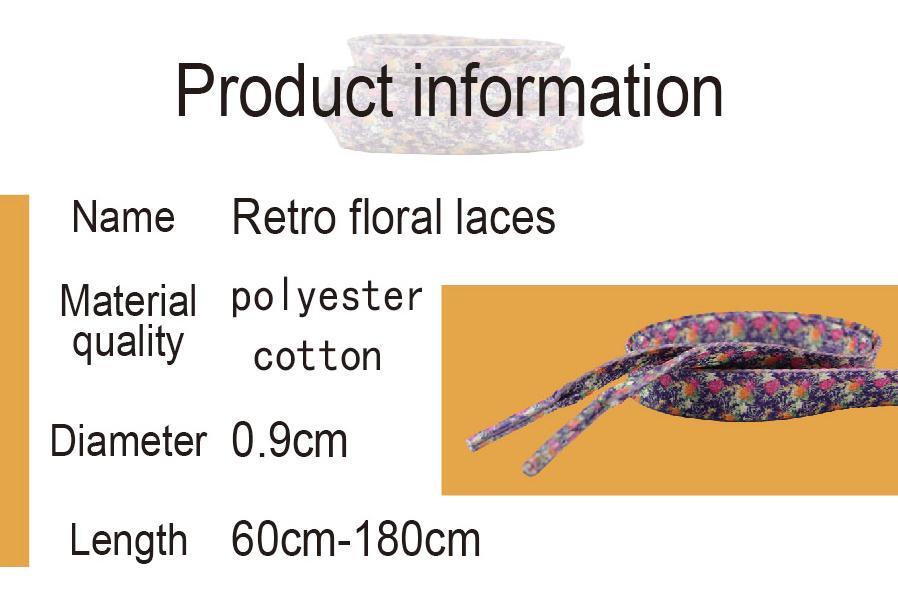 1 Pair 8MM Flat Type Purple Small Floral Pattern Heat Transfer Printing Lady's Dress Shoelaces Nice