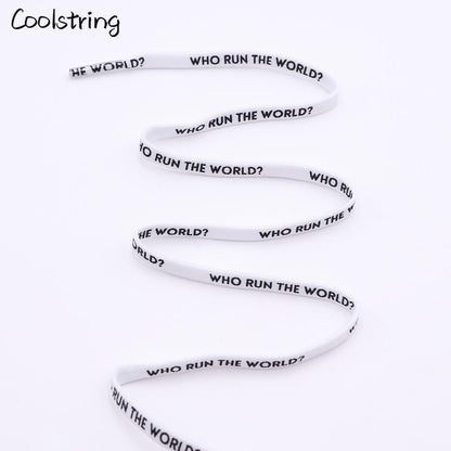 7MM Who Run The World Slogo Shoelaces Double-sided Printed Flat Sneakers Basketball Shoestring