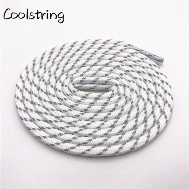 Round Striped Rope Laces Beige White Bootlaces Polyester Shoelace Shoestring For Roller Skates