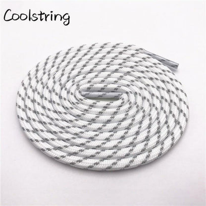 Round Striped Rope Laces Beige White Bootlaces Polyester Shoelace Shoestring For Roller Skates