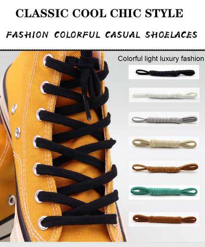 6MM Classic Shoe Accessory Double Layer Polyester Flat Shape Shoelaces 7 Colours For Canvas Boots