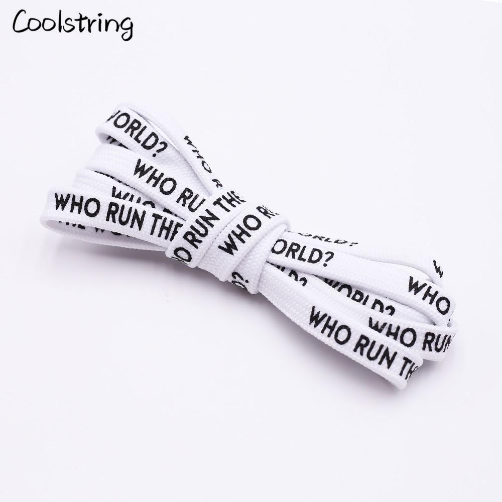 7MM Who Run The World Slogo Shoelaces Double-sided Printed Flat Sneakers Basketball Shoestring