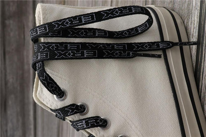 7MM Black-White Blue-Sapphire "ERX" Letter Printing Shoelaces Women Sneaker 2021 Canvas Ropes Flat