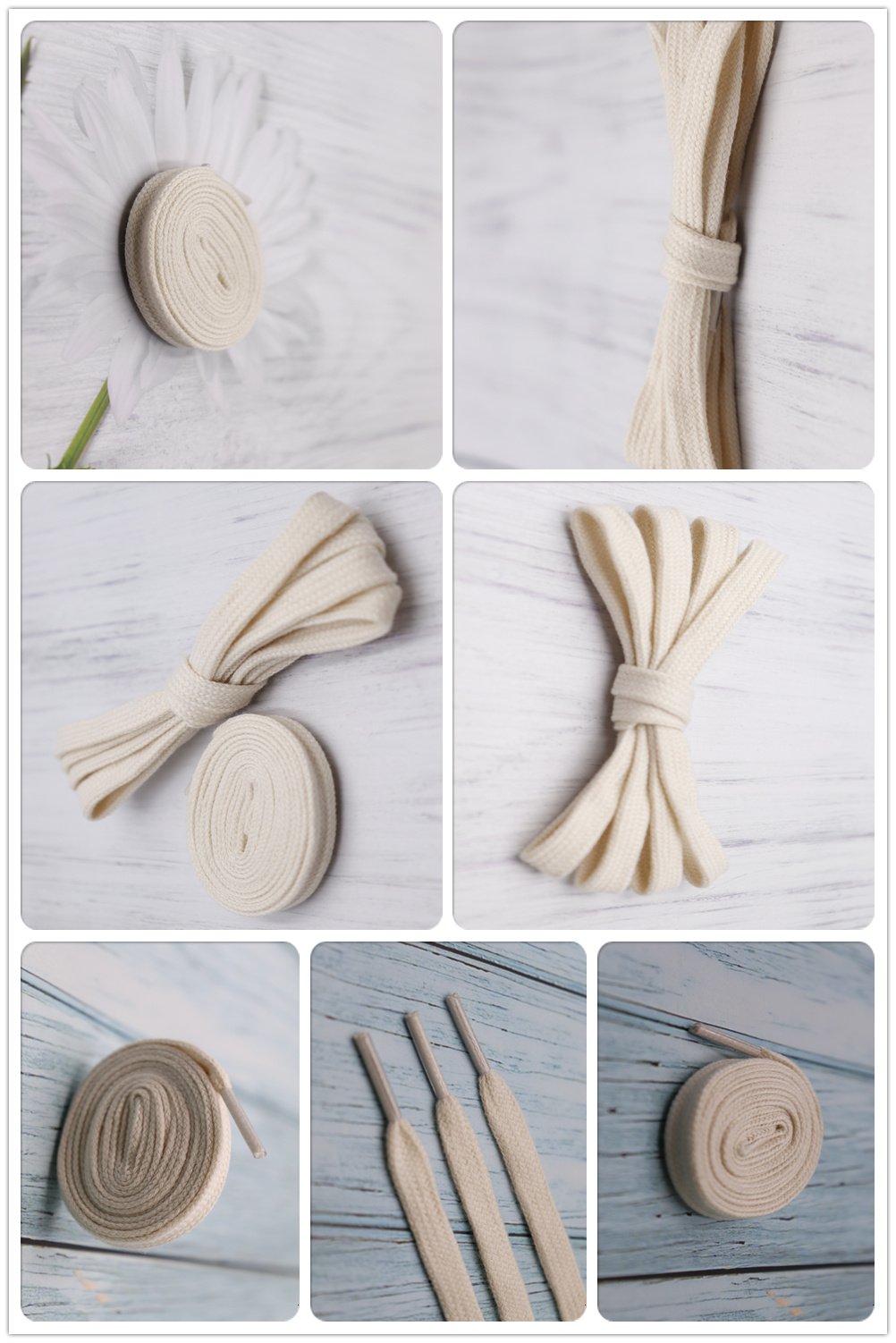 8.5MM Pure Beige Polyester Cotton Shoelaces Meticulous Spool Of Cord For Wholesale Drop-Shipping