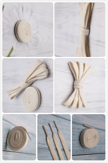 8.5MM Pure Beige Polyester Cotton Shoelaces Meticulous Spool Of Cord For Wholesale Drop-Shipping