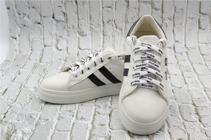 7MM Saint Side White Black Letter Flat Type Waist Laces Men Women Sneaker Ropes Boots Canvas Casual