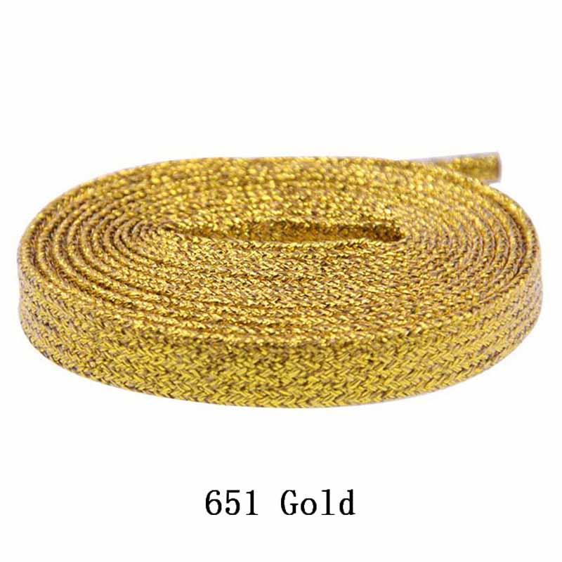 Flat Type Top Metallic Polyester Shoelaces Men Women's Shoe Sneaker 2021 Golden Black Sliver Top