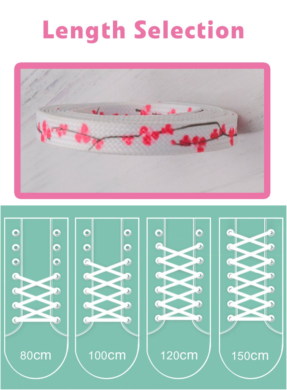 7MM Floral Heat Transfer Printing Shoe Laces Top Accessory Sneaker Women White Red Stamp Pretty Cord