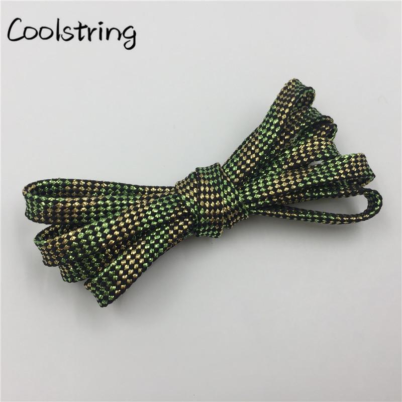 7mm Flat Black White Light Green Glitter Shoelaces Shiny Bootlaces Double Layer Hollow Shoe Laces