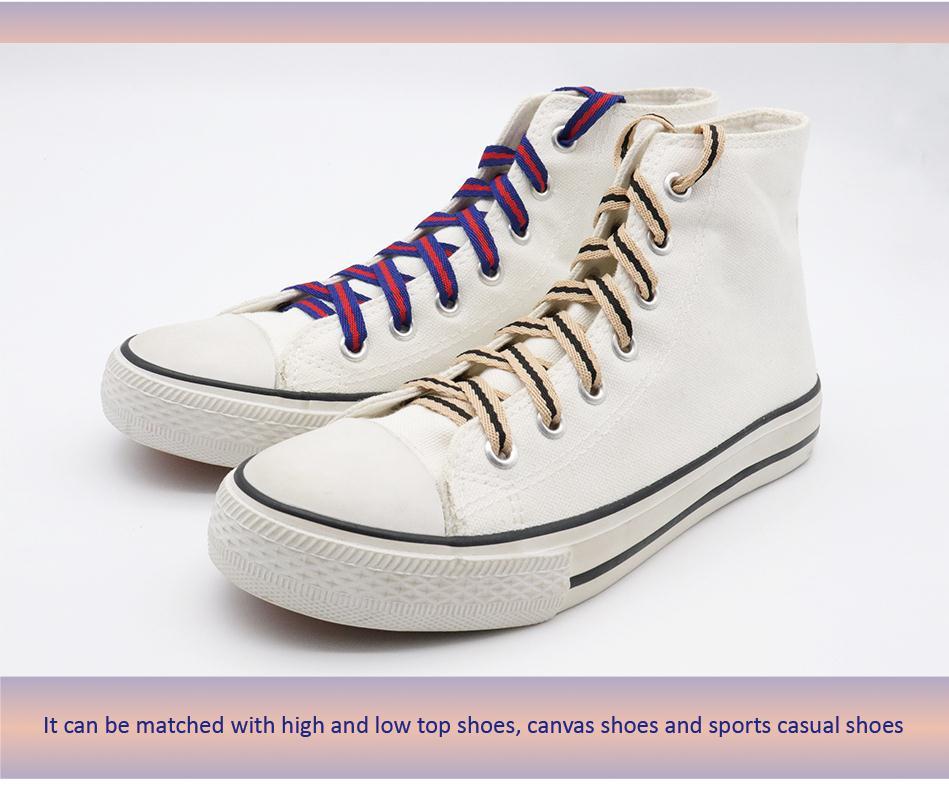 7MM Casual Shoelaces Beige&Black Blue&Red Double Color Combination High Quality Men Women Sneaker