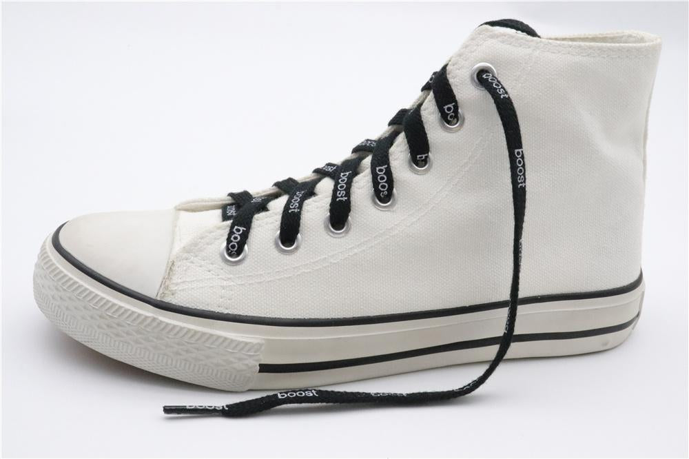1 Pair 8MM Letter Silk Screen Printing Laces Custom Logo Bulk Order Women Canvas Beige-Black-White
