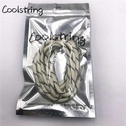 Round Striped Rope Laces Beige White Bootlaces Polyester Shoelace Shoestring For Roller Skates