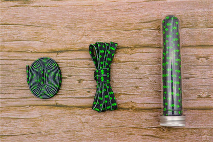 8MM Flat Canvas Polyester Cotton Laces Black-Green Dollar Heat Transfer Printing Pattern Top Ropes