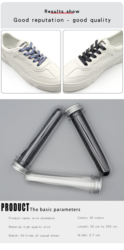 7MM Metallic Yarn Flat Laces Durable Material Making Pretty&Gorgeous Lady Boot Easy Lacets