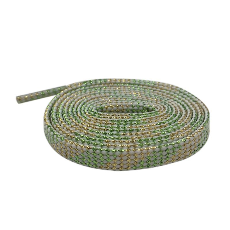 7mm Flat Black White Light Green Glitter Shoelaces Shiny Bootlaces Double Layer Hollow Shoe Laces