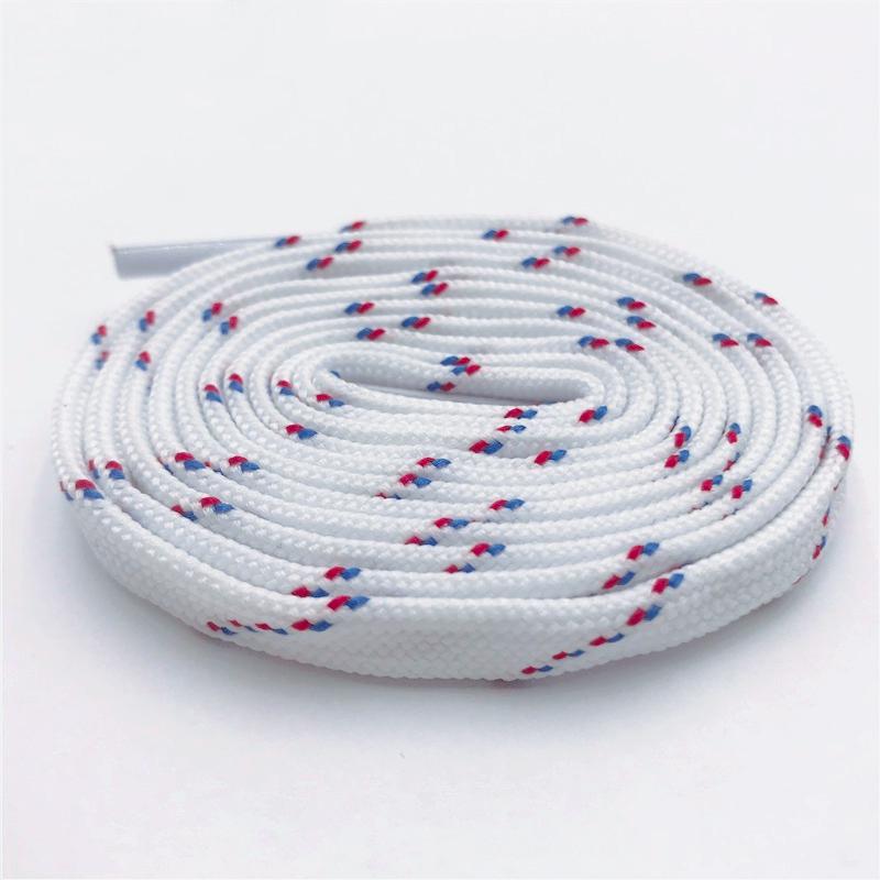 Best Shoe Accessories 7MM White Shoelaces With Red and Blue Spots Flat Easy Laces Fashion Youth