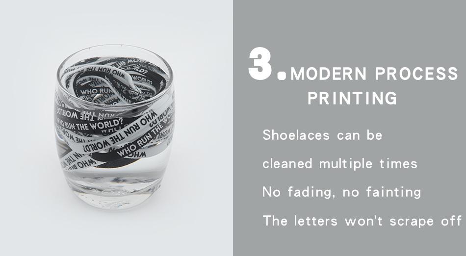 7MM WHO RUN THE WORLD Text Silk Screen Printing Plain Shoelaces White Black Draw Laces Men Women