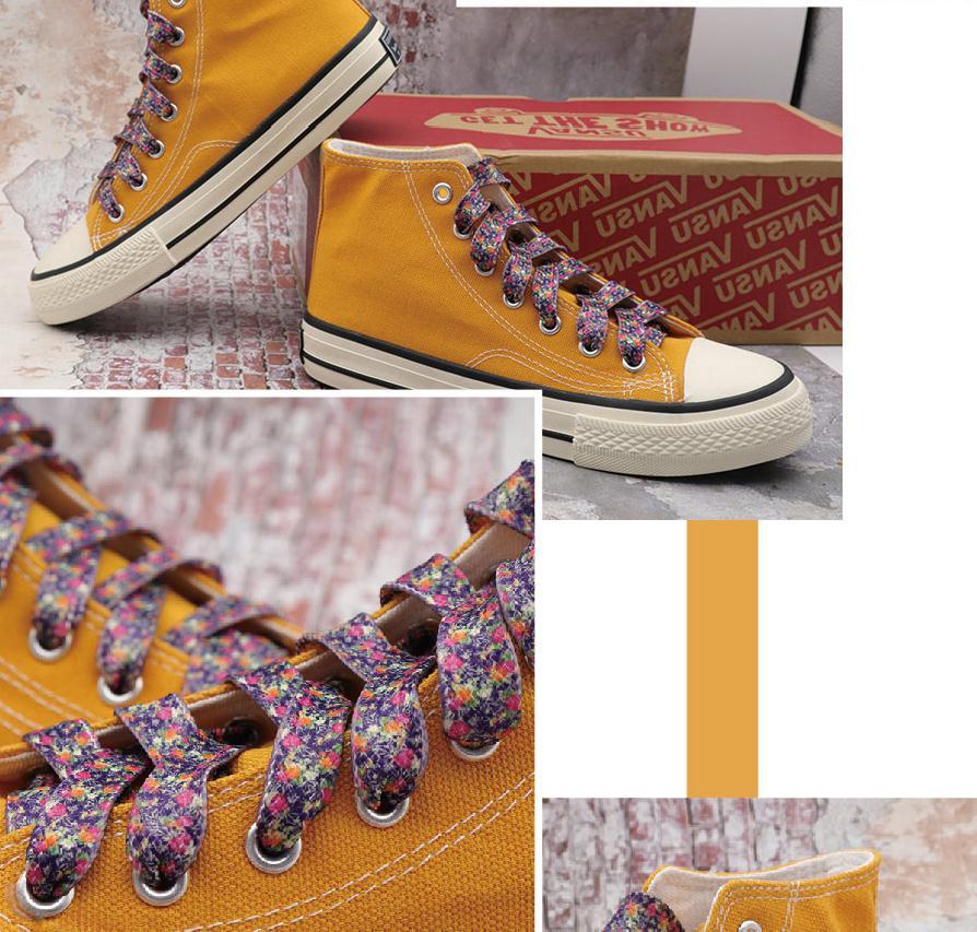 1 Pair 8MM Flat Type Purple Small Floral Pattern Heat Transfer Printing Lady's Dress Shoelaces Nice