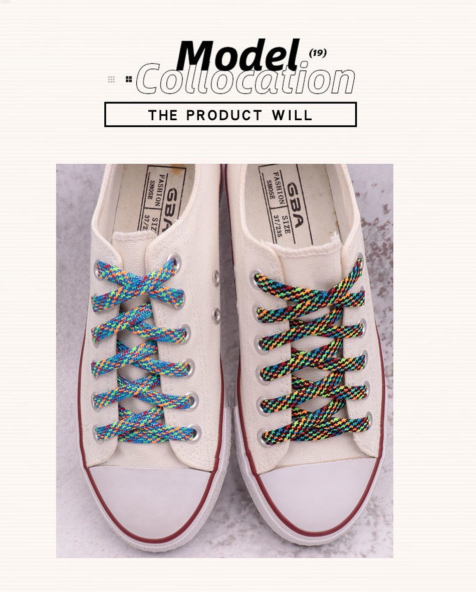 7MM Metallic Yarn Colorful Laces Black Blue Yellow Polyester Shoelaces Sneaker Boot Canvas Trendy