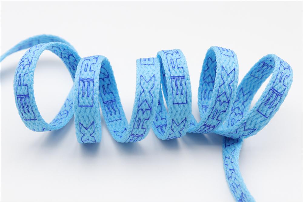 7MM Black-White Blue-Sapphire "ERX" Letter Printing Shoelaces Women Sneaker 2021 Canvas Ropes Flat