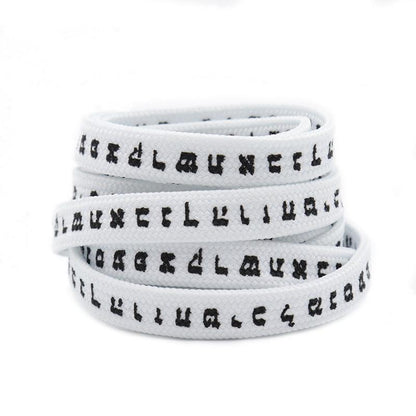 7MM Shoe Accessory Silk Screen Printing Belt Flat Canvas Strings Boots White Black 350 700 ShoeLaces