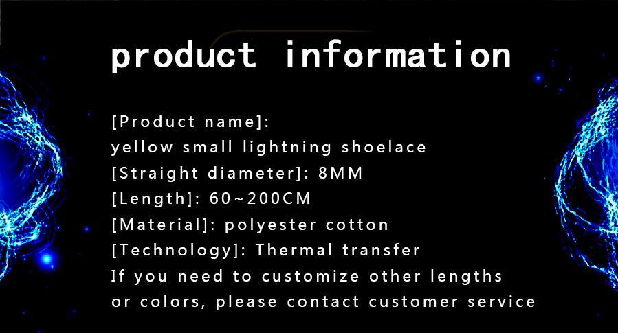 8MM Wide Shoe Accessories Black&Yellow Lighting Heat Transfer Printing Flat Laces Canvas Boots