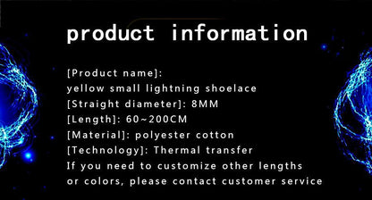 8MM Wide Shoe Accessories Black&Yellow Lighting Heat Transfer Printing Flat Laces Canvas Boots