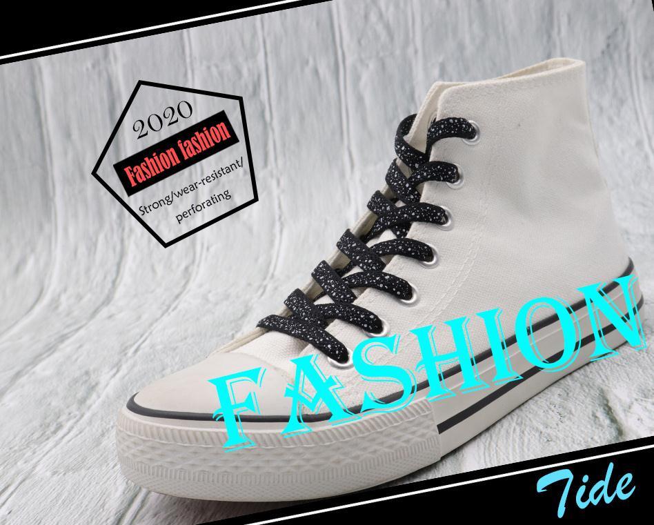 8MM Spray Point High Quality Shoelaces Easy Boots Canvas Ropes Adult&Kid Sneaker 2021 Unisex Black