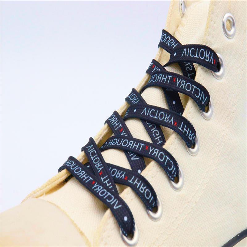 8MM Top Shoelaces "VOCTORY THROUGH CHRIST" Letter Printing Decorative Shoe Accessories Polyester