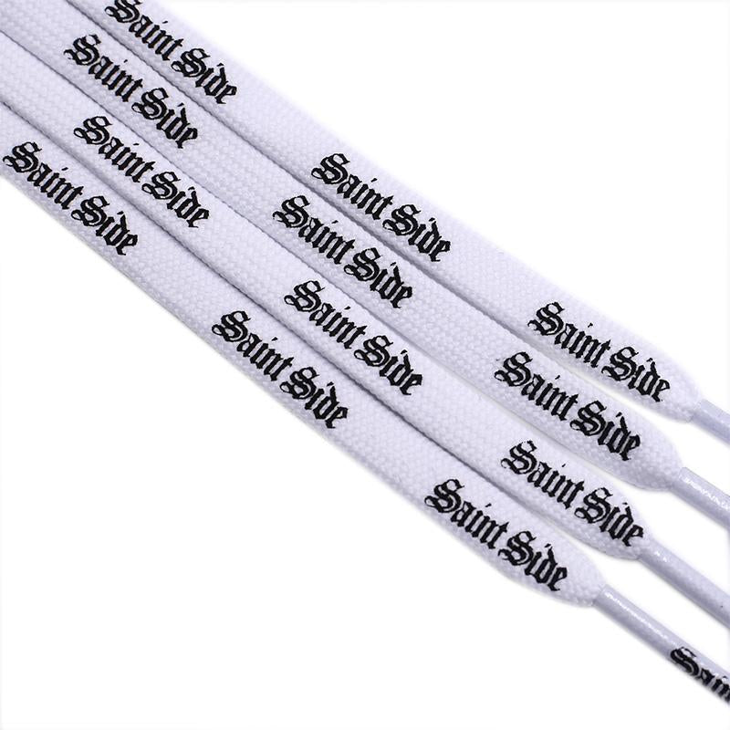 7MM Saint Side White Black Letter Flat Type Waist Laces Men Women Sneaker Ropes Boots Canvas Casual