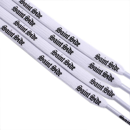 7MM Saint Side White Black Letter Flat Type Waist Laces Men Women Sneaker Ropes Boots Canvas Casual