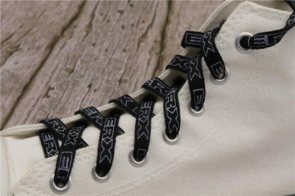 7MM Black-White Blue-Sapphire "ERX" Letter Printing Shoelaces Women Sneaker 2021 Canvas Ropes Flat