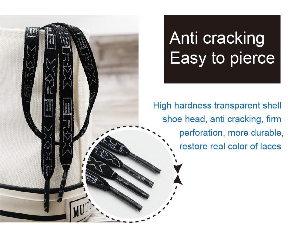 7MM Black-White Blue-Sapphire "ERX" Letter Printing Shoelaces Women Sneaker 2021 Canvas Ropes Flat