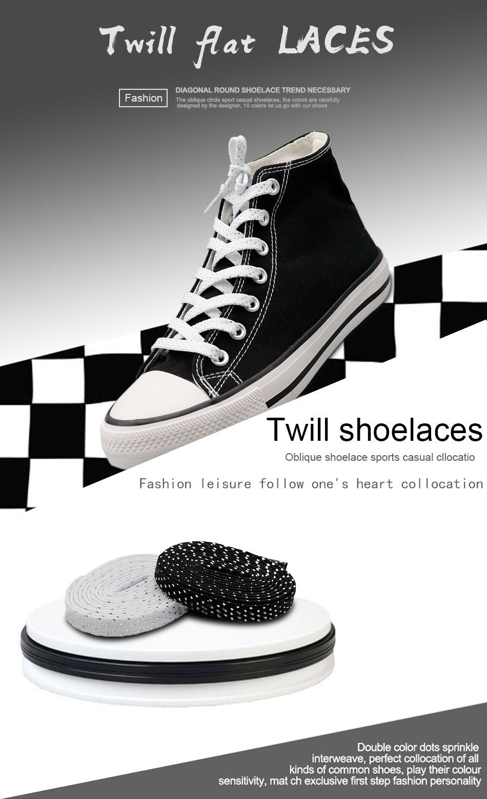 8MM Pretty Shoe Accessories White Black Flat Type Shoelaces Top Quality Metallic Yarn Laces For