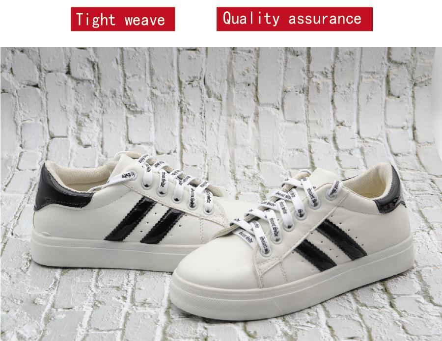 7MM Saint Side White Black Letter Flat Type Waist Laces Men Women Sneaker Ropes Boots Canvas Casual