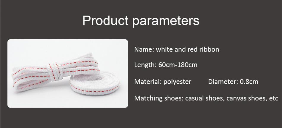 8MM Shoe Accessories Flat Laces Red Line Segment White Shoelaces Simplicity Fashion Hat Lacets