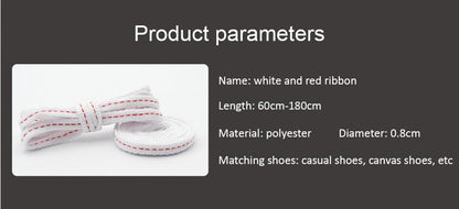 8MM Shoe Accessories Flat Laces Red Line Segment White Shoelaces Simplicity Fashion Hat Lacets