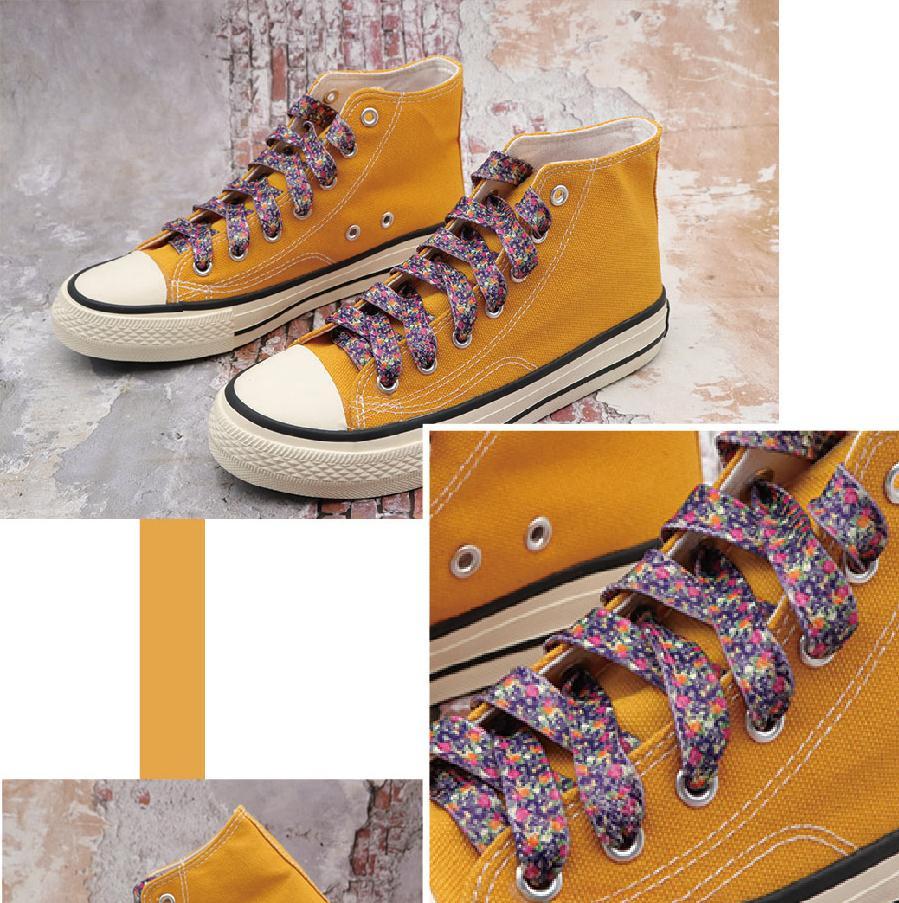 1 Pair 8MM Flat Type Purple Small Floral Pattern Heat Transfer Printing Lady's Dress Shoelaces Nice